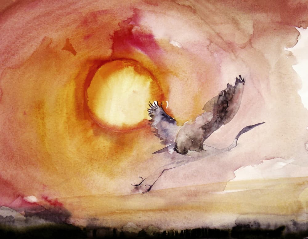 Vibrant Bird Sunset by RodMacIver — canvas wall art