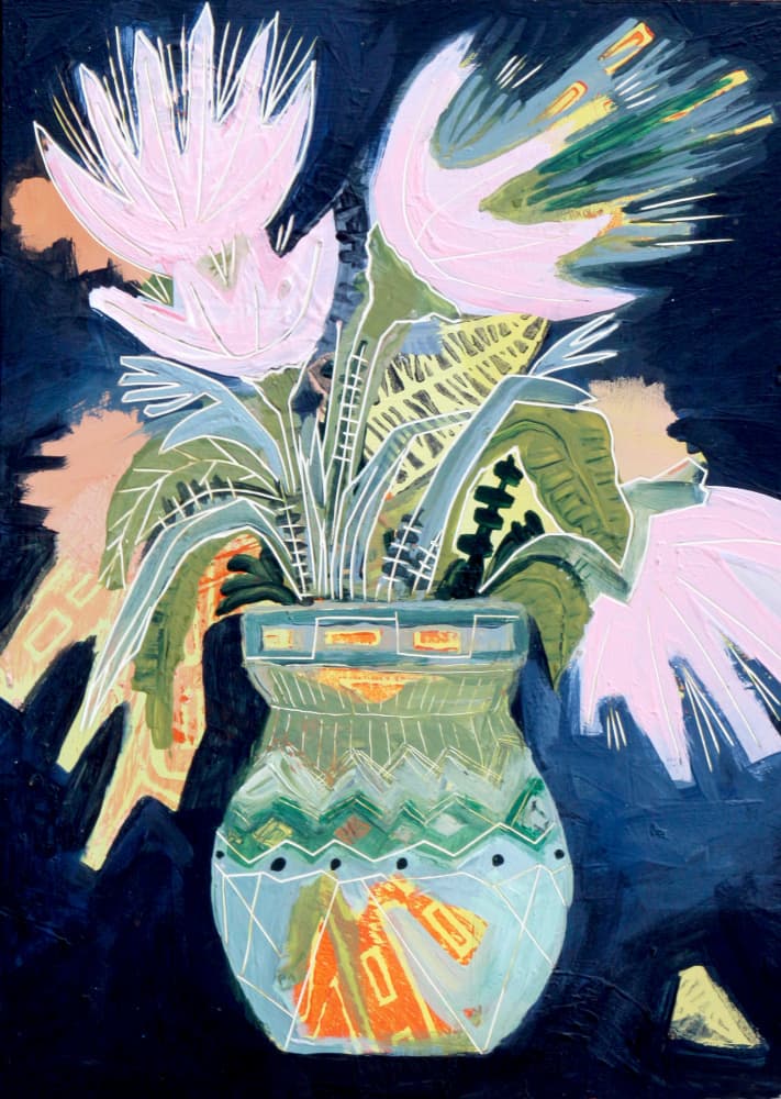 Vibrant Abstract Flowers by Sarah Fitzgerald — canvas wall art
