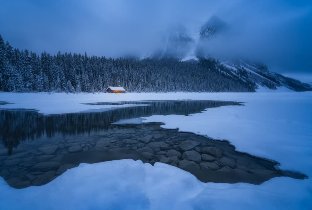 Cozy Winter Cabin by Yongnan Li (李永男) — canvas wall art