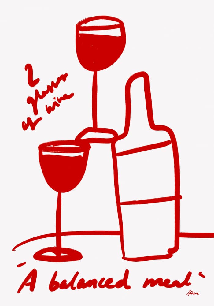2 Glasses of Wine by Athene Fritsch — canvas wall art