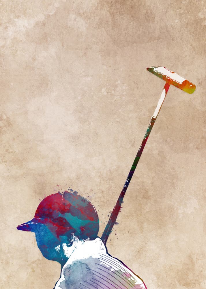 Polo Player Watercolor by Justyna Jaszke — canvas wall art