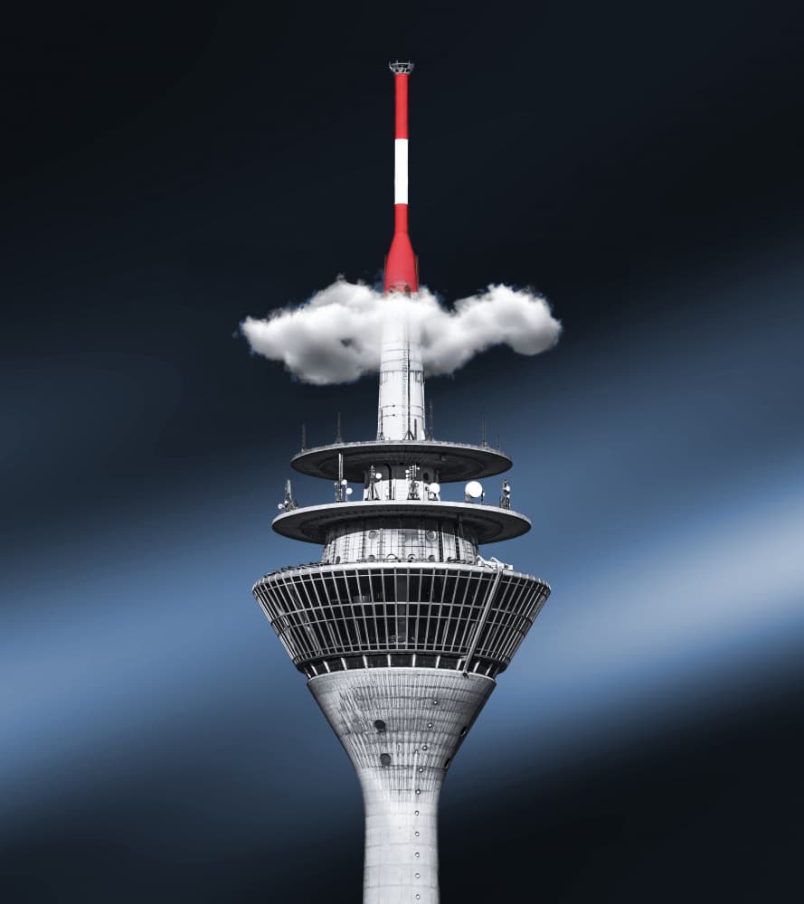 Cloud Level City Tower by Roland M Schwerdtfeger — canvas wall art
