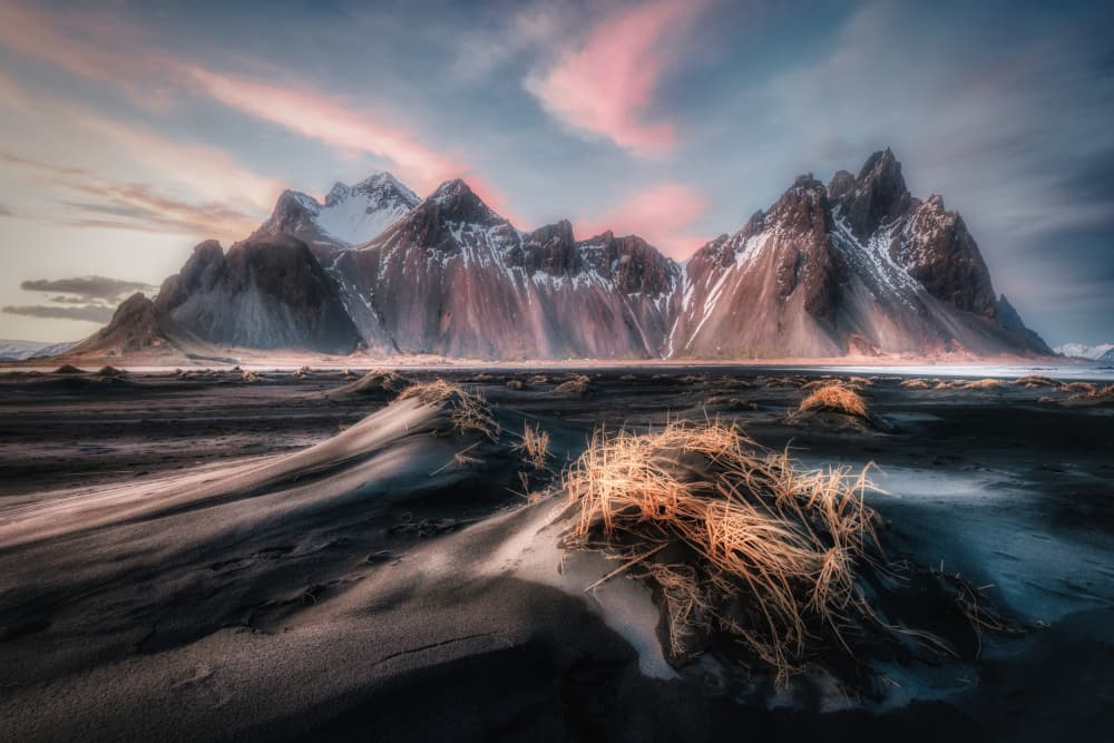 Dramatic Mountain Sunset by Piet Haaksma — canvas wall art