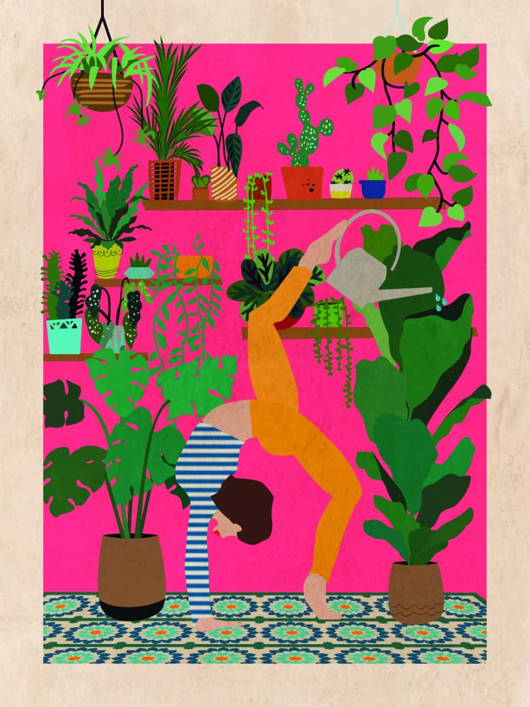 Urban Jungle Yoga Flow by WallChart Art Studio — canvas wall art