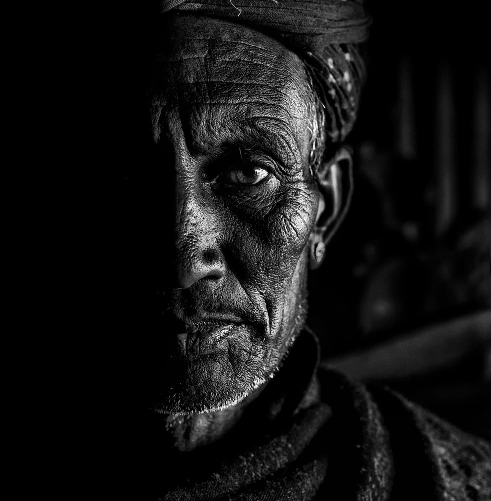 Dramatic Elder Portrait by Haitham AL Farsi — canvas wall art