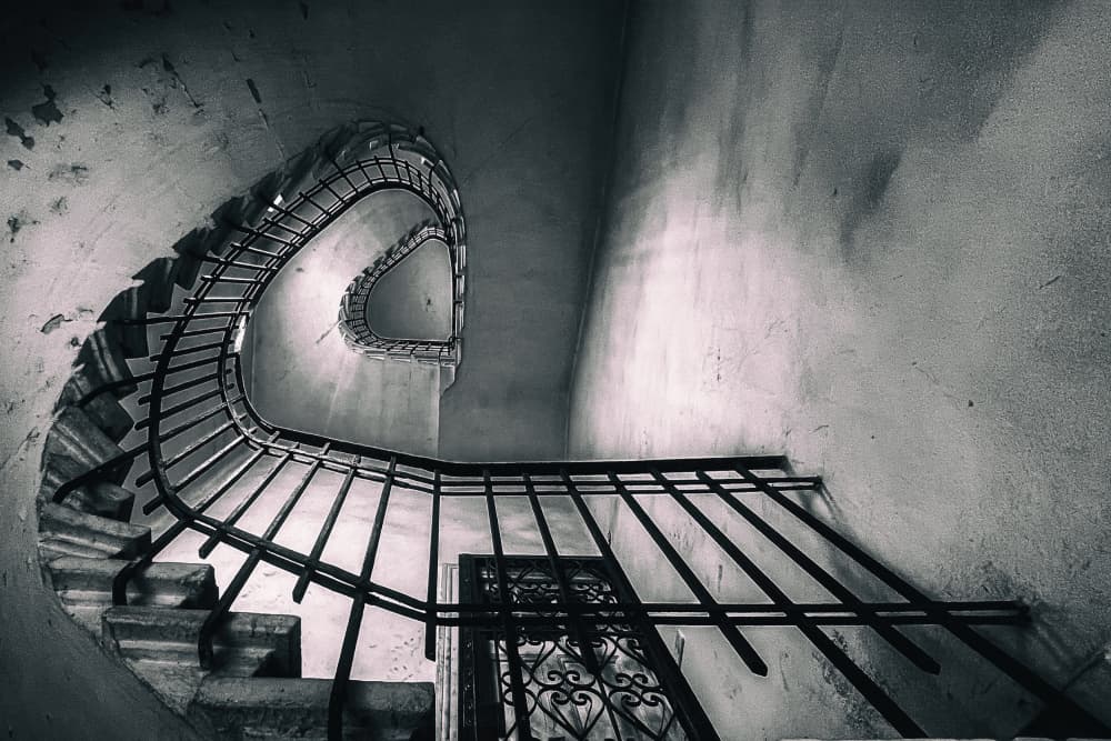 Dark Spiral Staircase by Abdelkader  Allam — canvas wall art