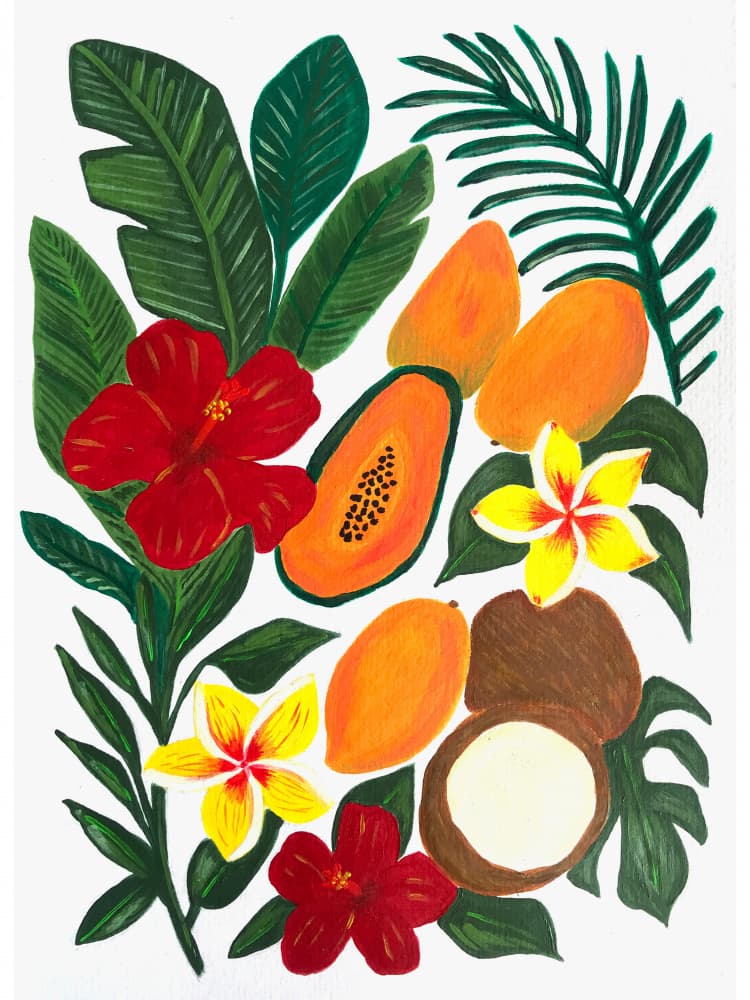 Exotic Fruit And Flowers by Elizabeth C — canvas wall art