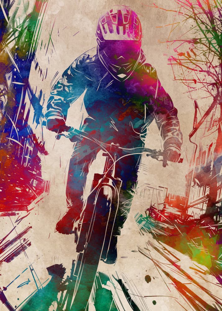 Vibrant Downhill Cycling by Justyna Jaszke — canvas wall art