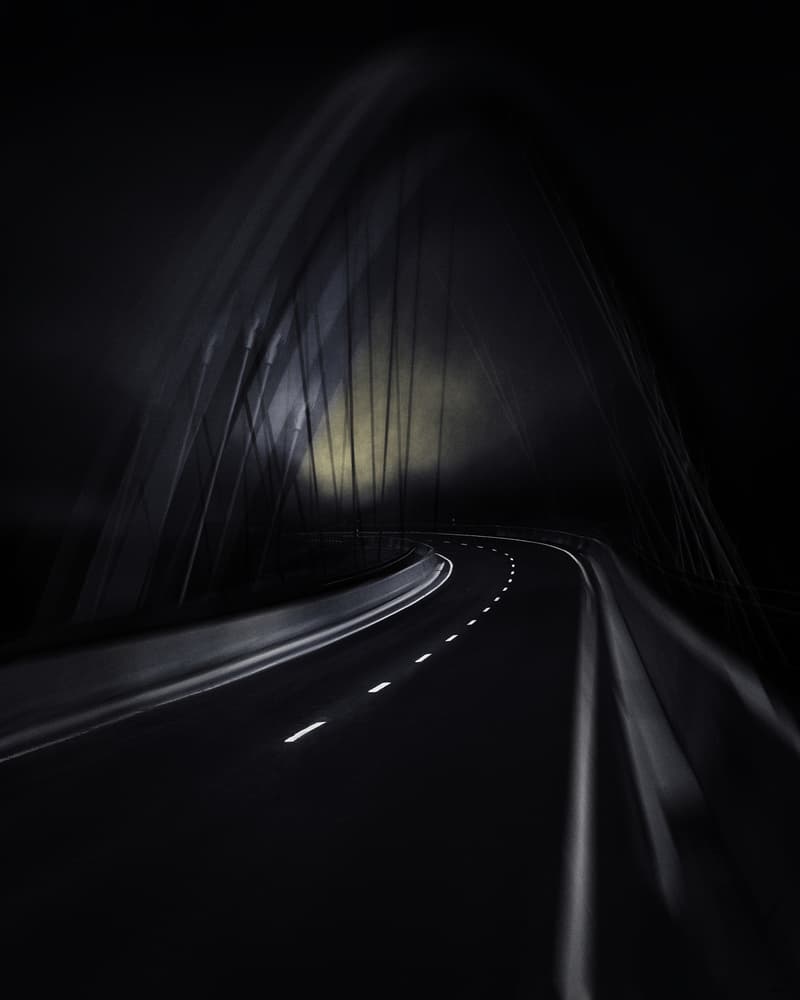 Curving Night Road by Alexej Schulz — canvas wall art
