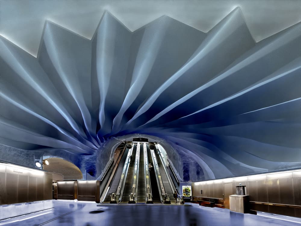Deep Blue Subway Passage by Wilma Wijers Smeets — canvas wall art