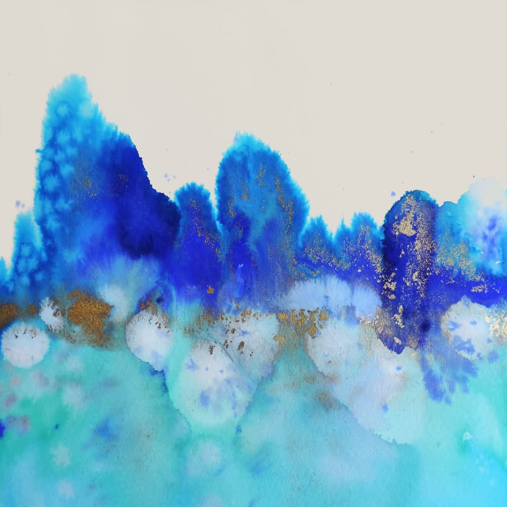 Shimmering Blue Landscape by Sylvie Demers — canvas wall art