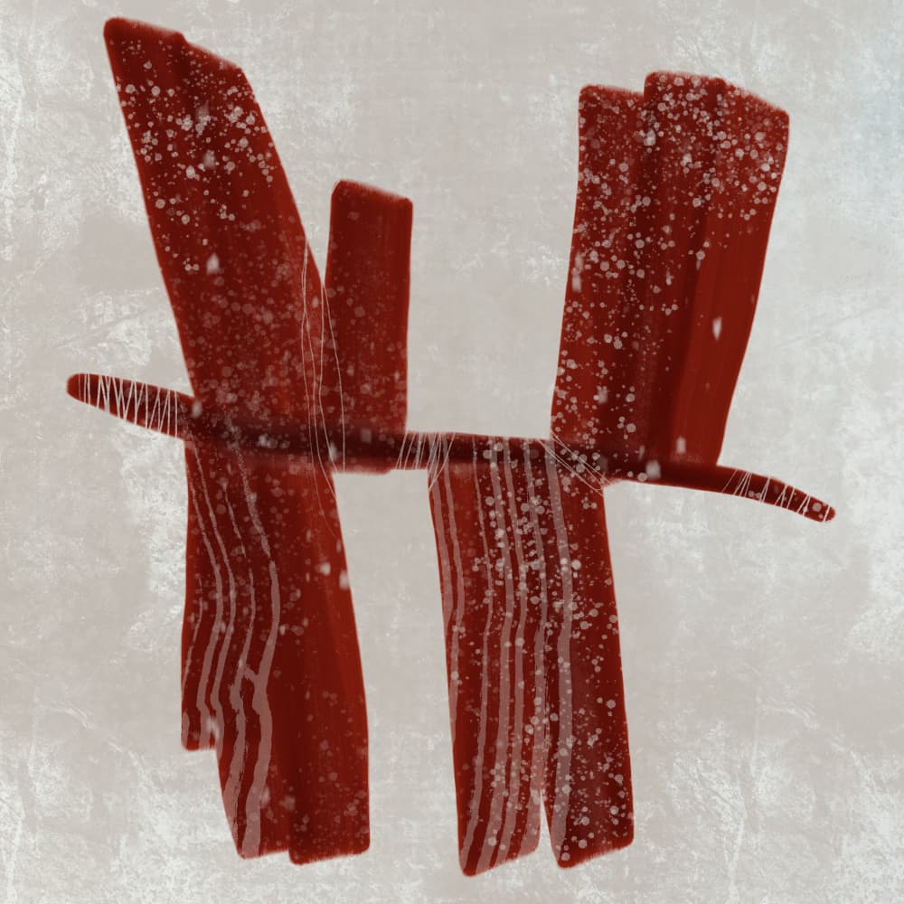 Snowy Red Abstraction by MANSI SAXENA — canvas wall art