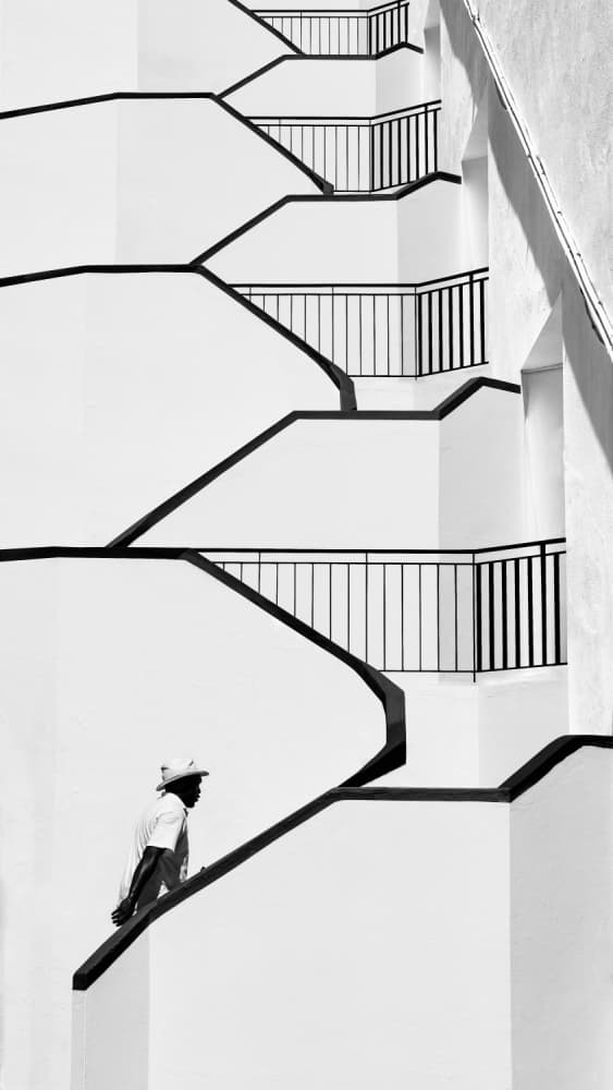 Man on Graphic Staircase by Rui Correia — canvas wall art