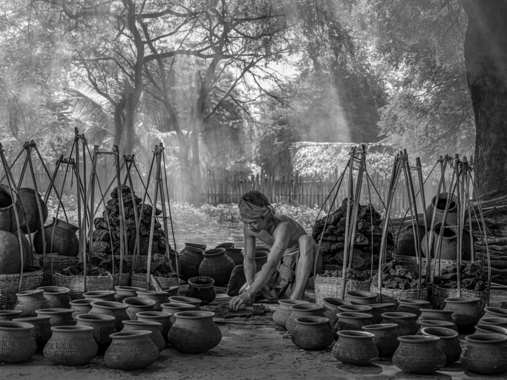 Traditional Potter's Craft by Dev Sirikulthada — canvas wall art
