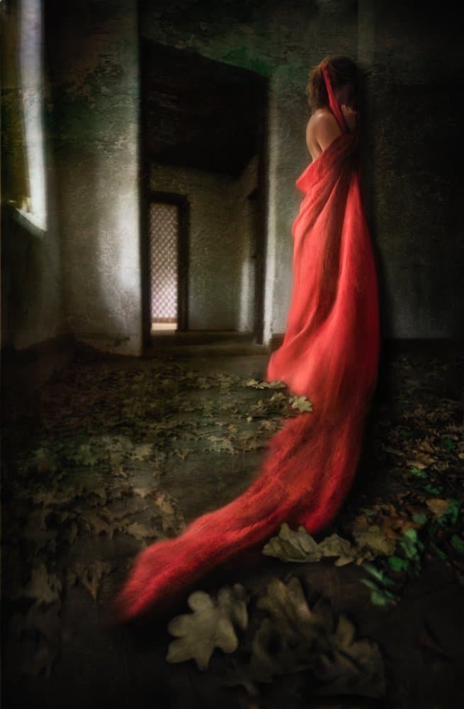 Red Dress Solitude by Charlaine Gerber — canvas wall art