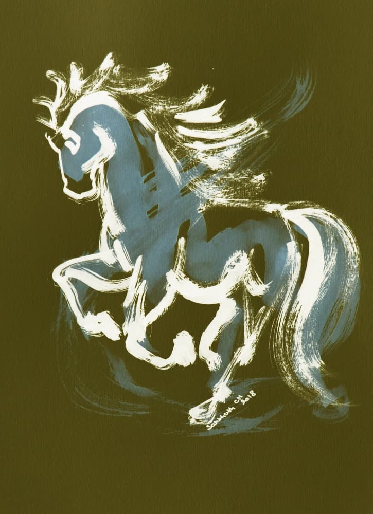 Spirited Blue Horse by Santhosh ch — canvas wall art