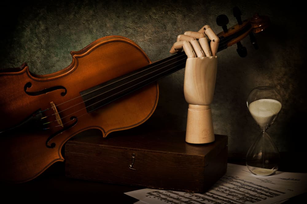 Violin and Hourglass by Raffaele Corte — canvas wall art