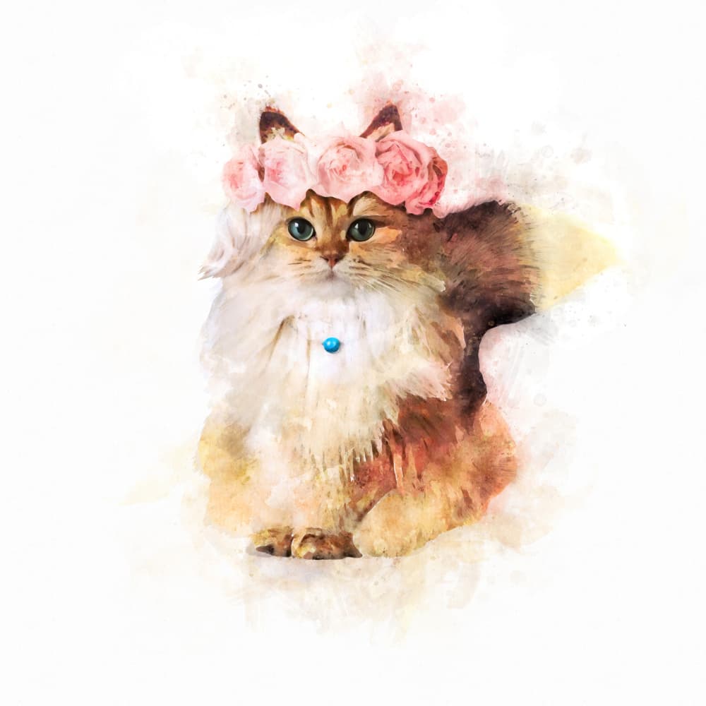 Floral Feline Majesty by Emel Tunaboylu — canvas wall art