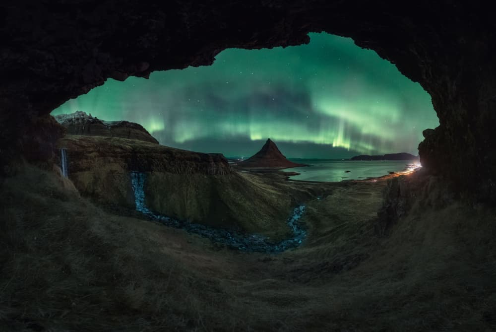 Northern Lights Cave View by Carlos Gonzalez — canvas wall art