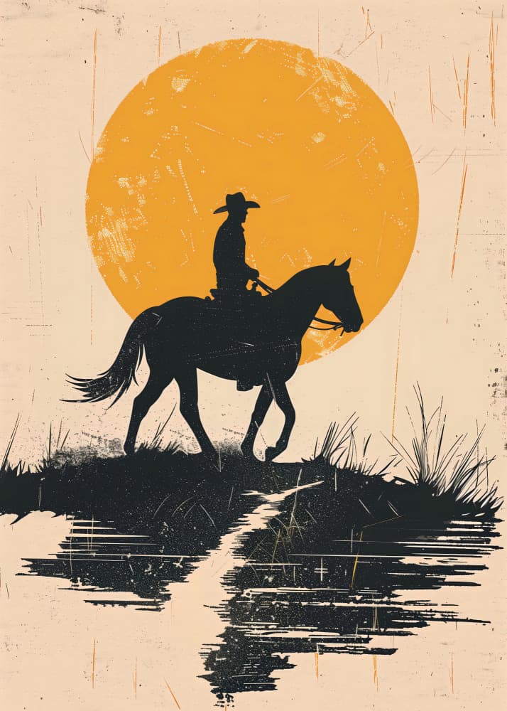 Cowboy Sunset Ride by Andreas Magnusson — canvas wall art