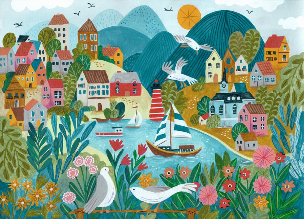 Coastal Village by Caroline Bonne Müller — canvas wall art
