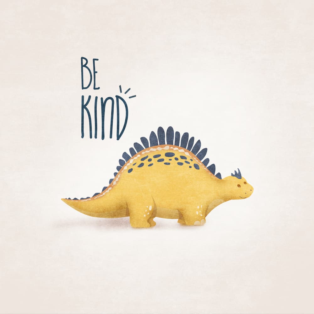 Friendly Dino Message by Emel Tunaboylu — canvas wall art