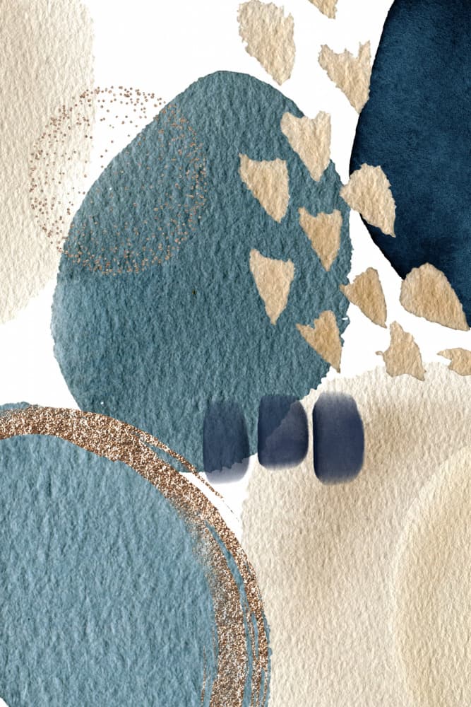 Abstract Teal Gold by Sally Ann Moss — canvas wall art