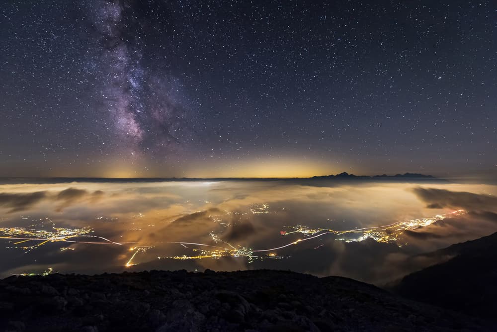 Milky Way Over Valley Fog by Ales Krivec — canvas wall art