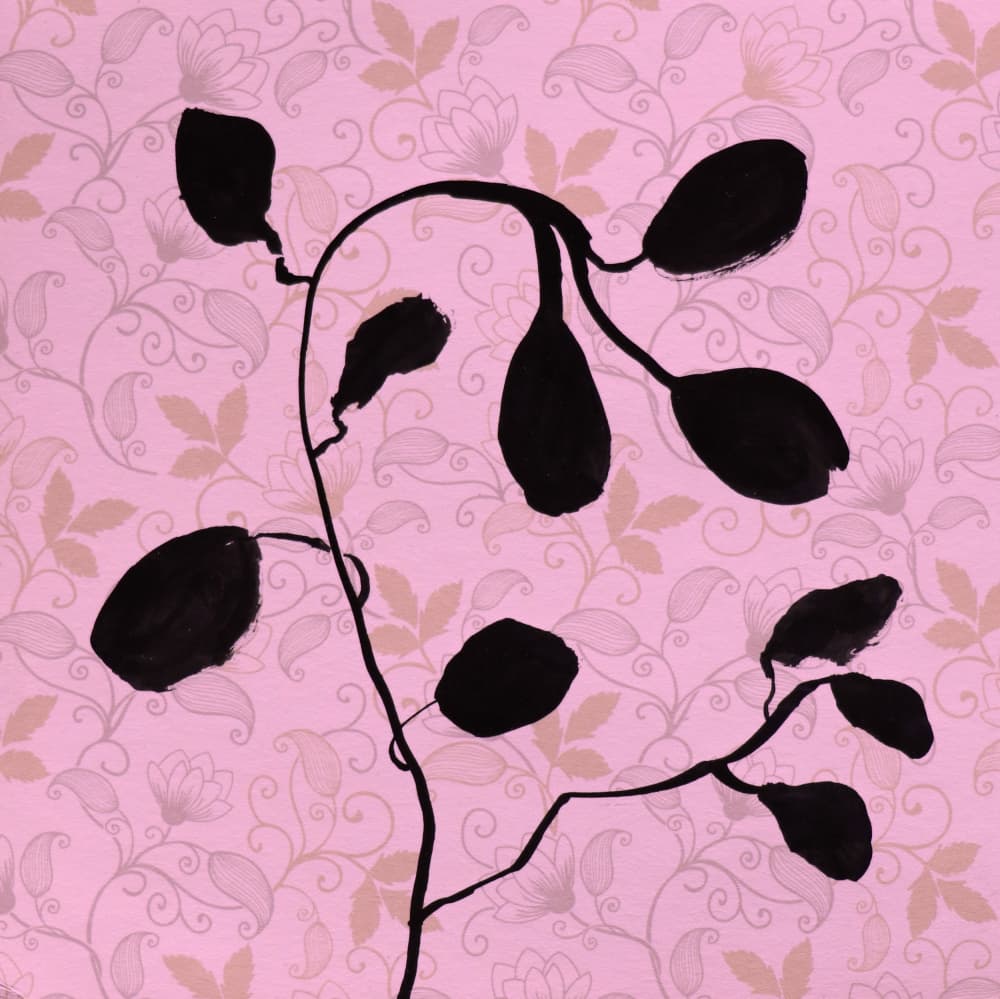 Pink Floral Silhouette by Santhosh ch — canvas wall art