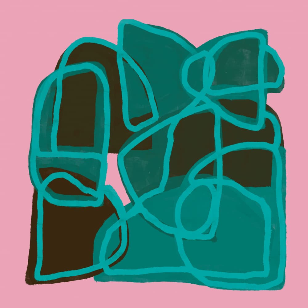 Intertwined Teal Forms by Sharyn Bursic — canvas wall art