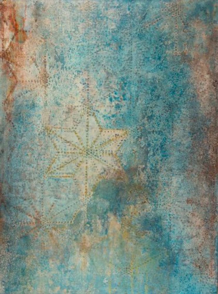Distressed Blue Stars by Deb Chaney — canvas wall art