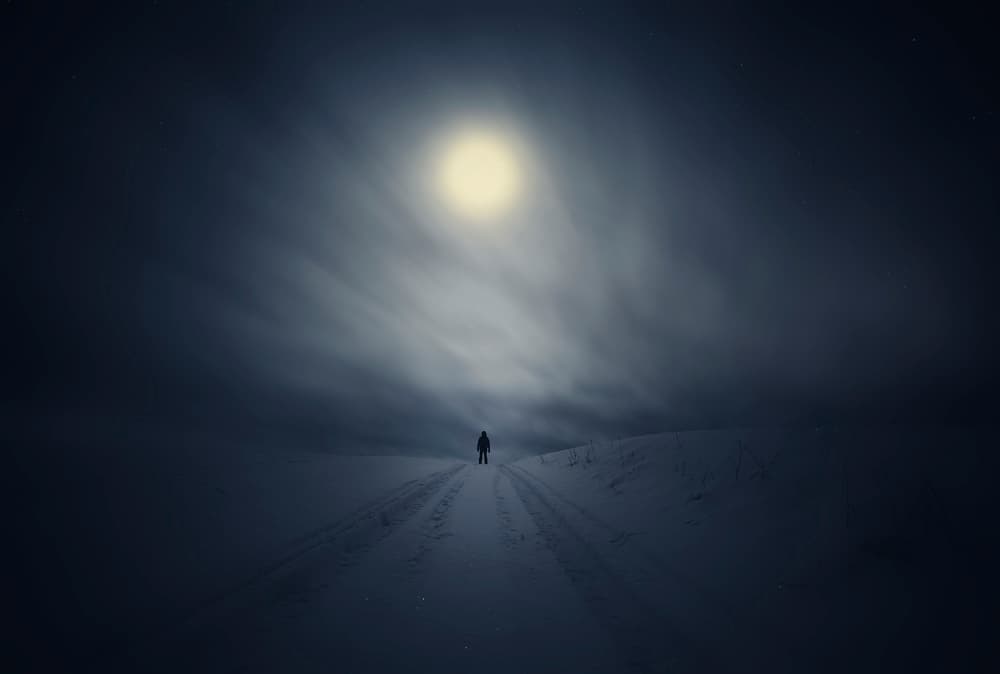 Moonlit Winter Solitude by Mika Suutari — canvas wall art