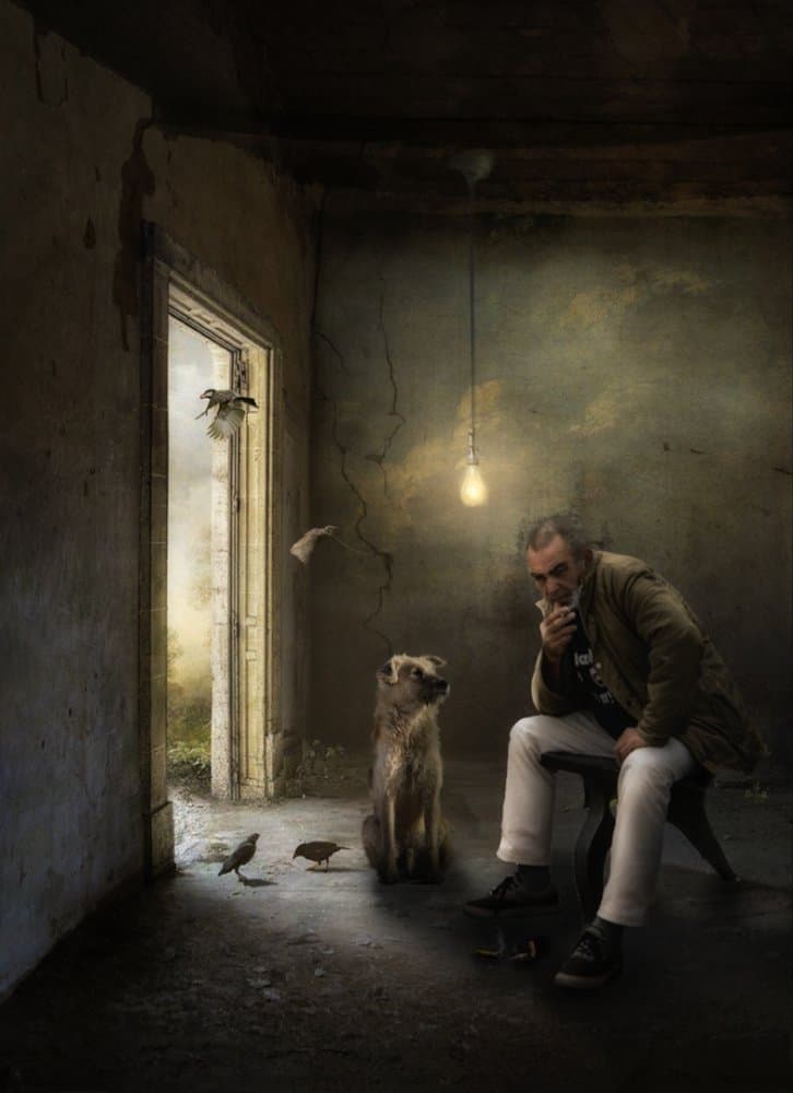 Pensive Man Quiet Room by Charlaine Gerber — canvas wall art