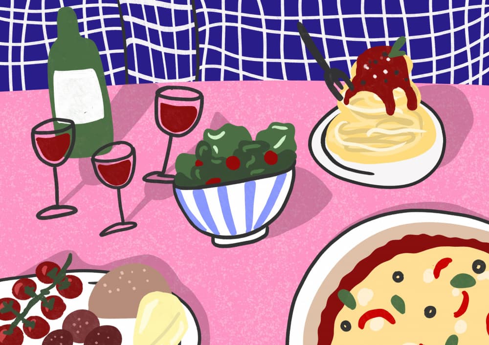 Cozy Italian Dinner by Athene Fritsch — canvas wall art