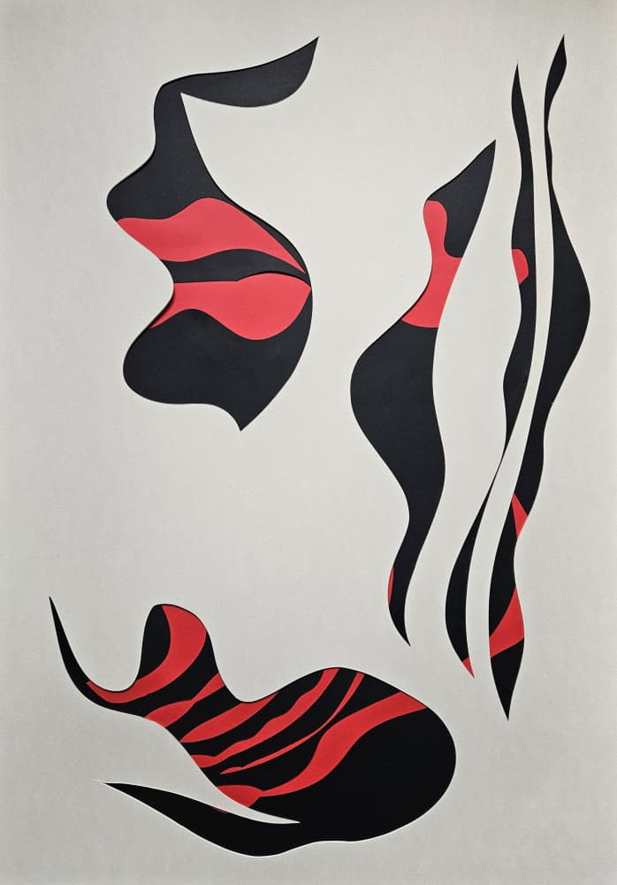 Red Black Flowing Forms by Stefano Mazzolini — canvas wall art