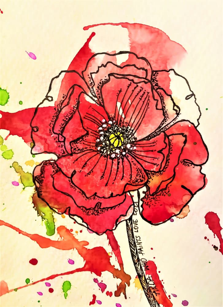 Vibrant Poppy Watercolor by Anda Bieza — canvas wall art