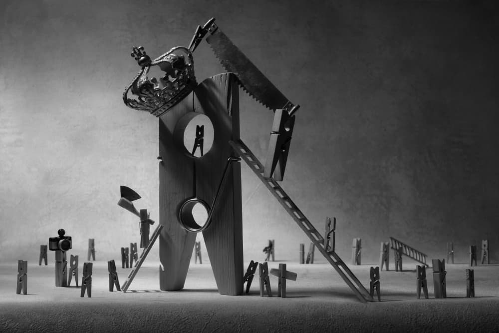 Clothespin King Commands by Victoria  Glinka — canvas wall art