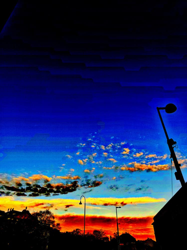 Colorful Urban Sunset by mnemonixART — canvas wall art