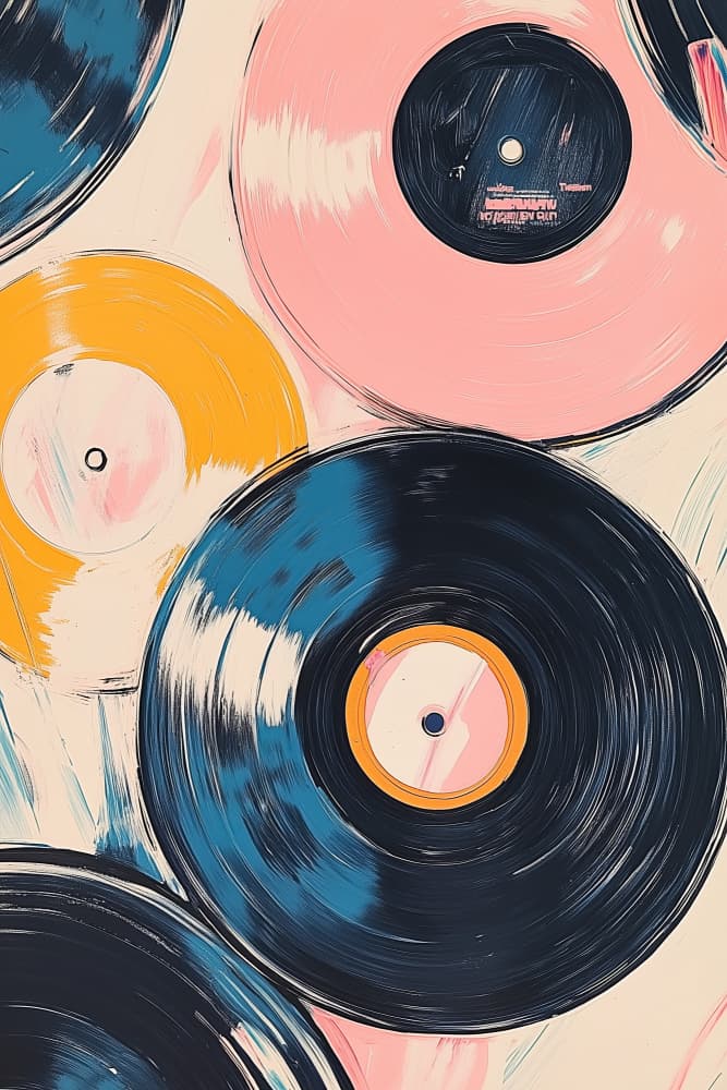Colorful Vinyl Records by Melloi Art Prints — canvas wall art