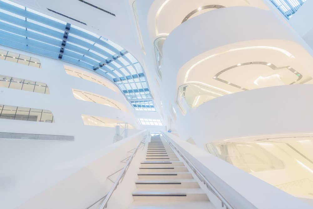 Sleek White Architecture by Fran Osuna — canvas wall art
