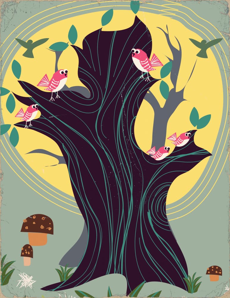 Whimsical Forest Birds by Nicholas — canvas wall art
