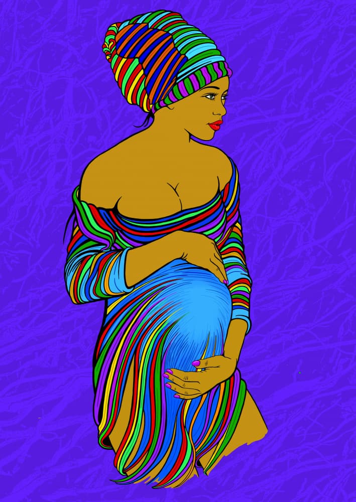 Colorful Pregnant Woman by Carlo Kaminski — canvas wall art