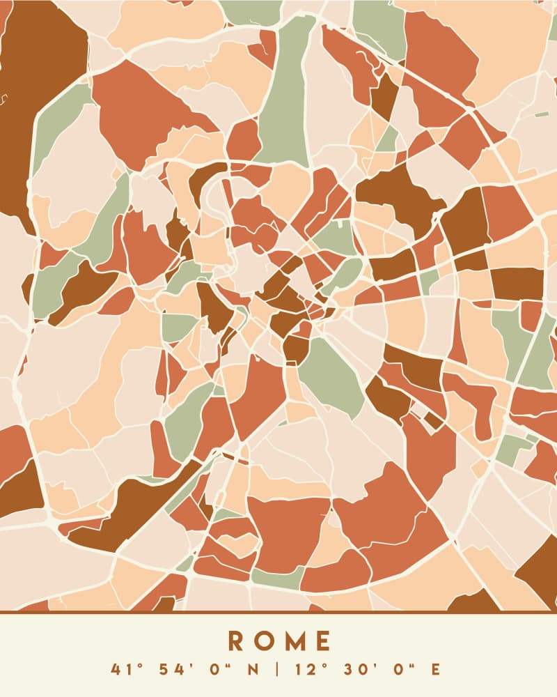Earthy Rome City Map by Emiliano Deificus — canvas wall art