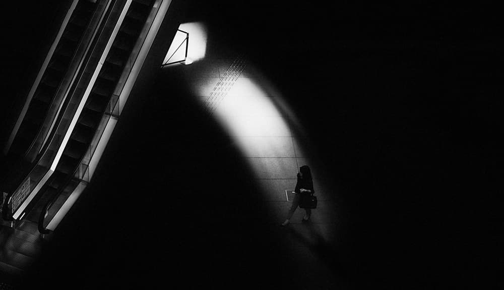 Escalator Spotlight by Teruhiko Tsuchida — canvas wall art
