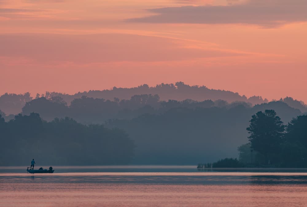 Misty Morning Fishing by 李从军 / Austin Li — canvas wall art