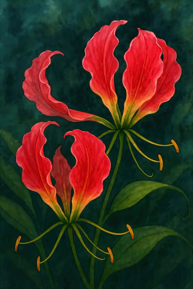 Vibrant Tropical Lilies by Natalie Bruns — canvas wall art