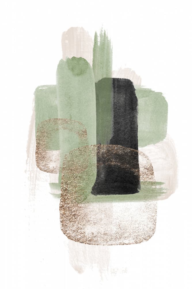 Modern Sage Gold Strokes by Sally Ann Moss — canvas wall art