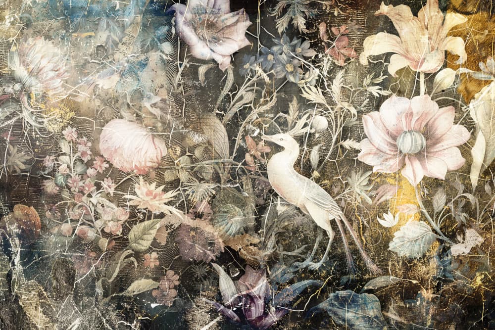 Dark Floral Bird Garden by Rafal Kulik — canvas wall art