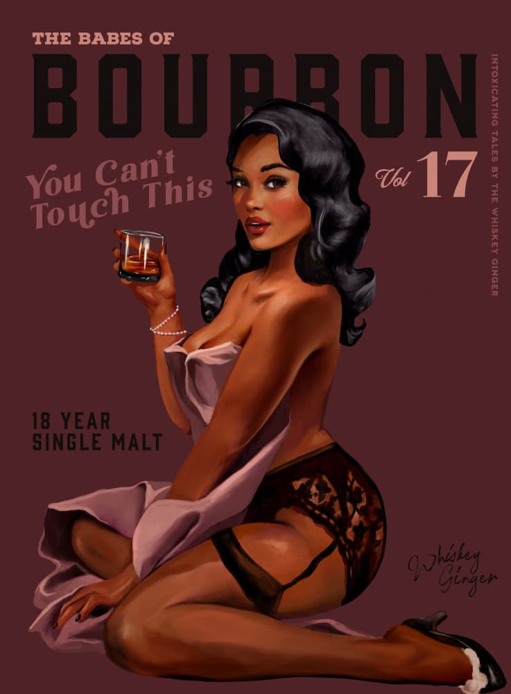 Babes of Bourbon Cant Touch This. Sexy Retro Pin Up Girl Whiskey Art