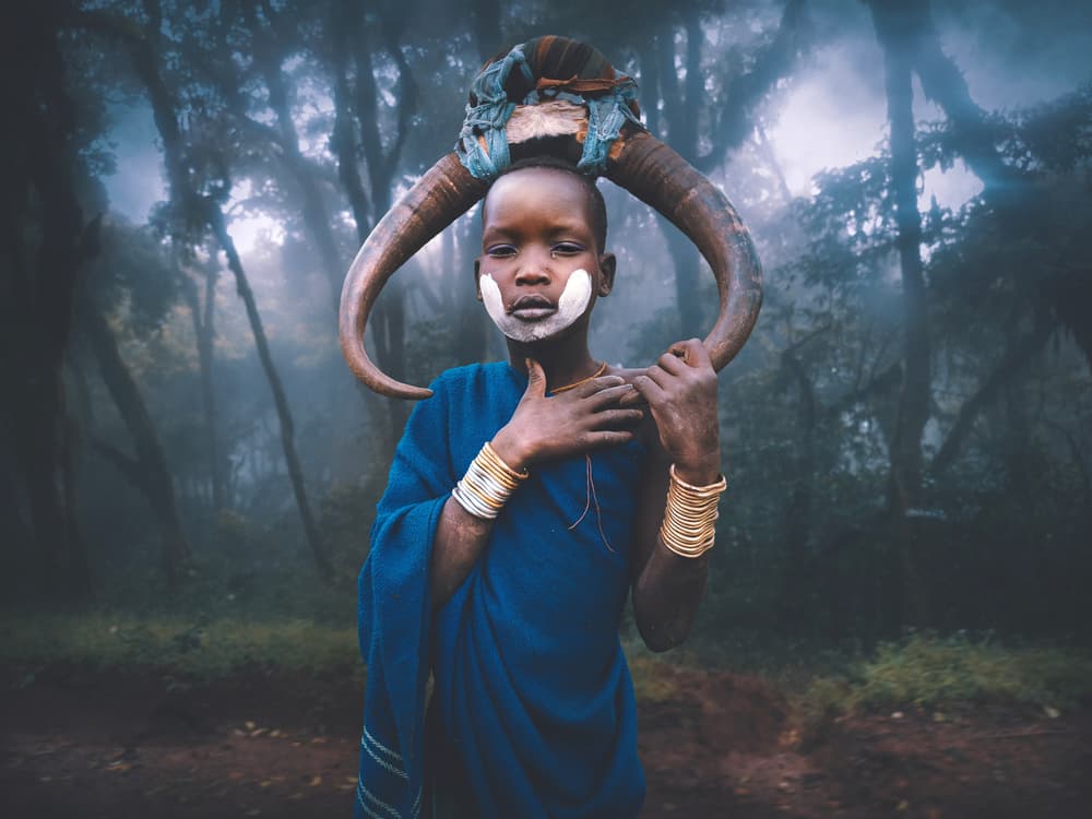 Enigmatic Horned Child by Svetlin Yosifov — canvas wall art